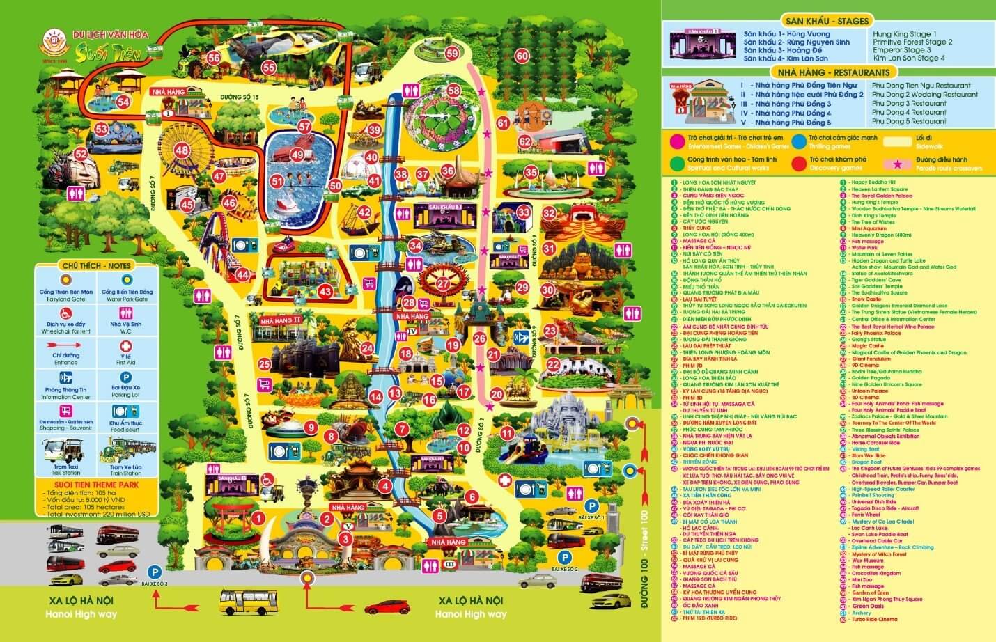 Bản đồ công viên văn hóa Suối Tiên